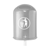 Litter bin, oval, approx. 45 l | hot dipped galvanized | with standingpost 60x1300mm